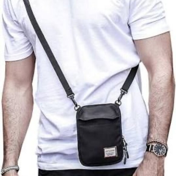 ASOS Size Small (S) Classic Black Nylon Crossbody Messenger Bag - Compact Urban